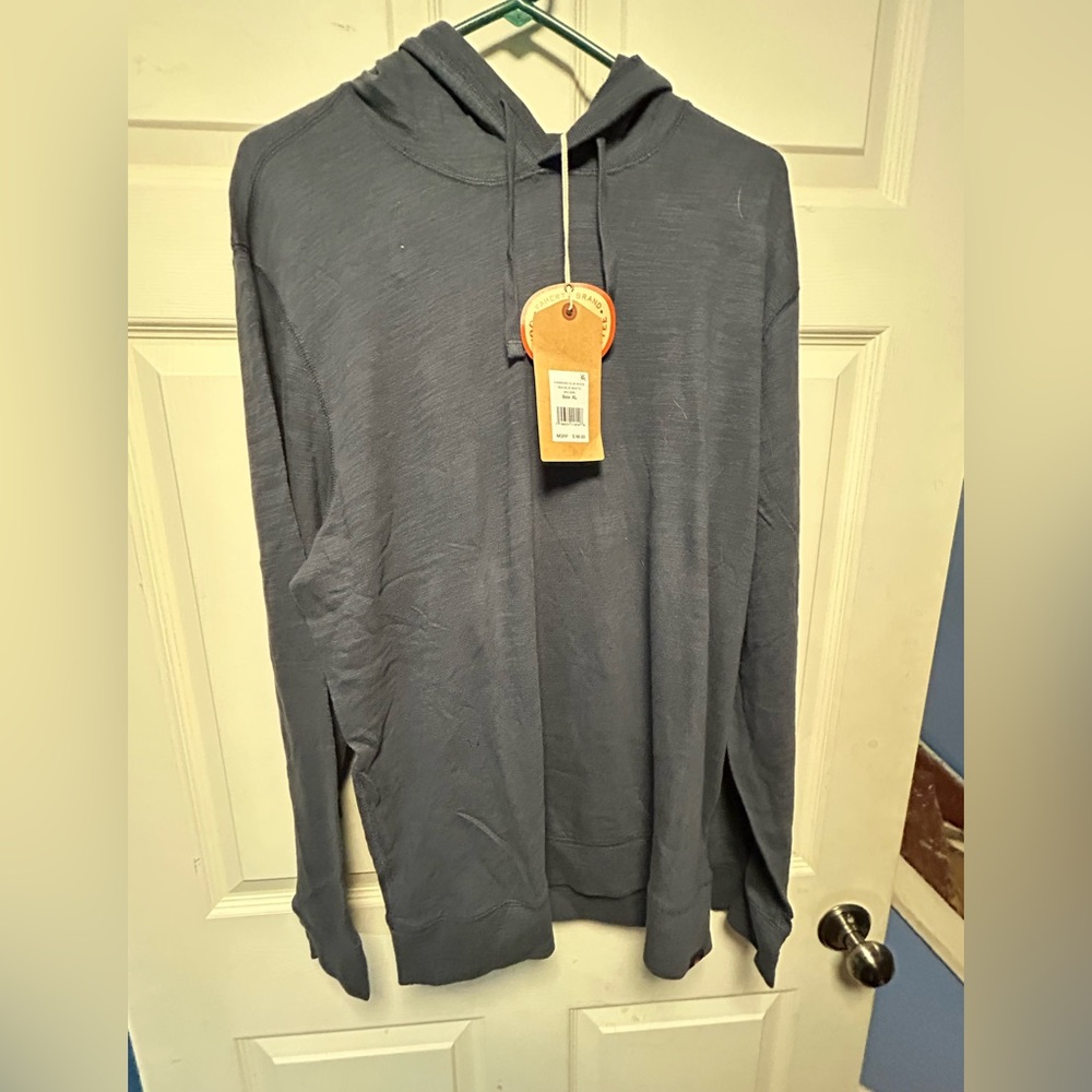 Faherty Sunwashed Slub Hoodie Hooded Top Blue Nights